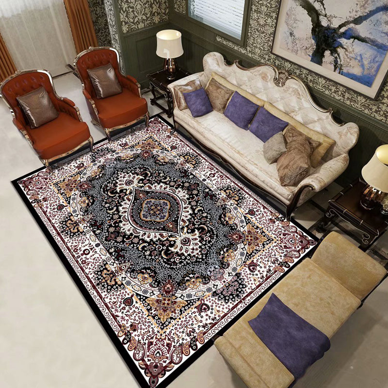 Moroccan Paisley Pattern Carpet Polyester Indoor Rug Pet Friendly Area Rug for Living Room