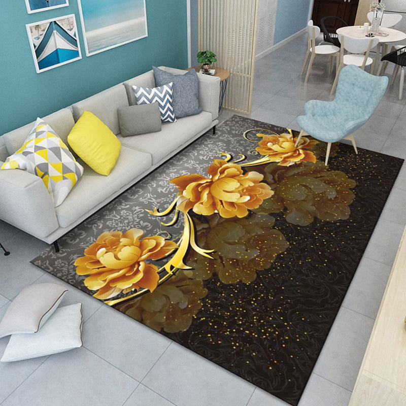 Modern bloempatroon Tapijten Polyester binnen Tapijt Non-slip achtergrondgebied Tapijt voor woonkamer