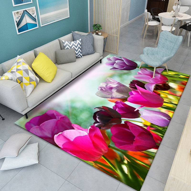 Modern bloempatroon Tapijten Polyester binnen Tapijt Non-slip achtergrondgebied Tapijt voor woonkamer
