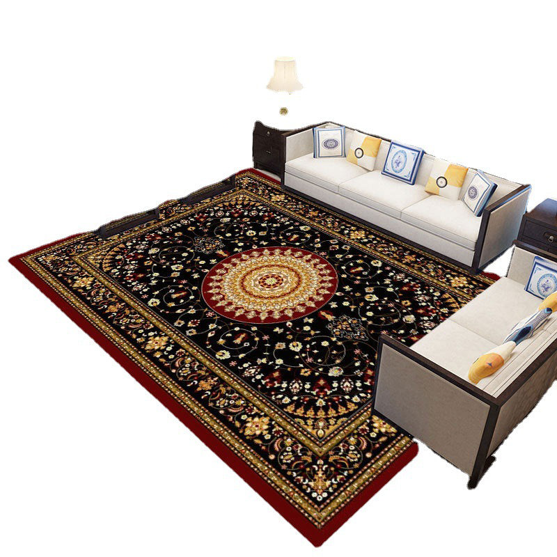Persian Moroccan Tile Rug Polyester Carpet Non-Slip Backing Area Rug for Home Decoration