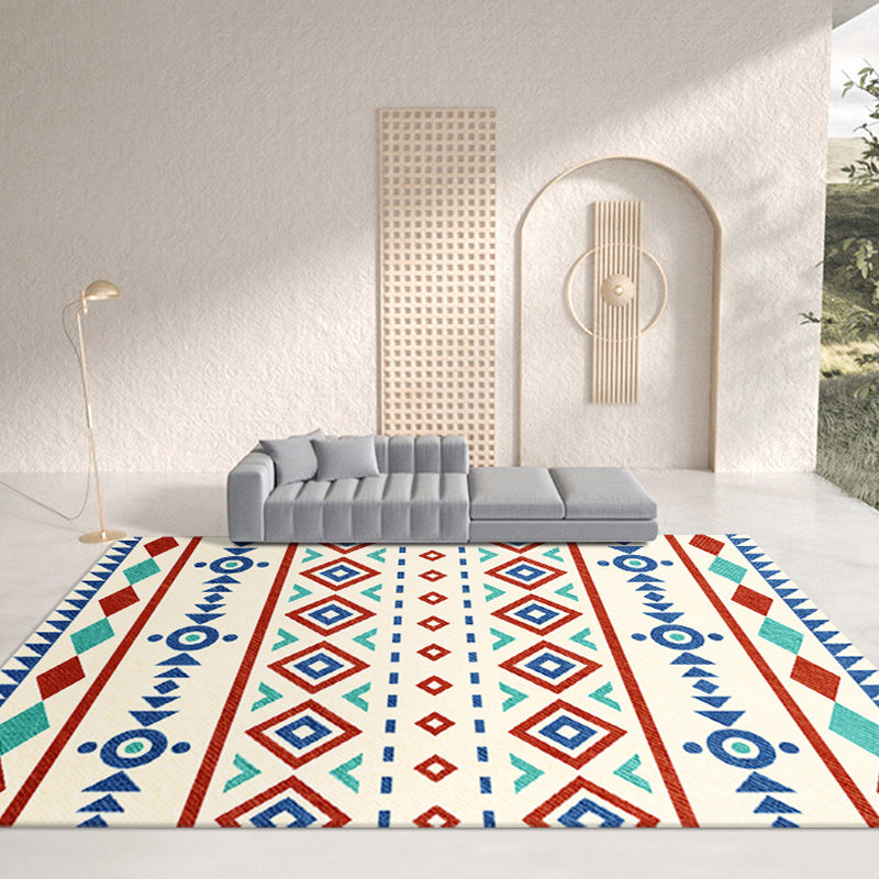 Multicola-Fläche Teppich Retro Tribal Symbole Teppich Polyester Wohnkultur Teppich mit Rutsch-Rückenlücken