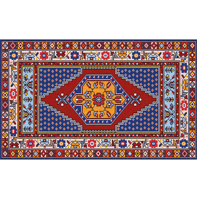 Bohemian Multicolor Rug Tribal Totem Polyester Carpet Stain Resistant Area Rug for Living Room