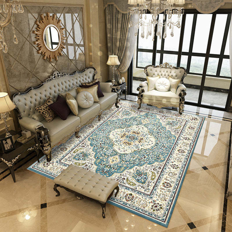 Moroccan Tribal Classicism Rug Polyester Indoor Carpet Non-Slip Backing Area Rug for Living Room