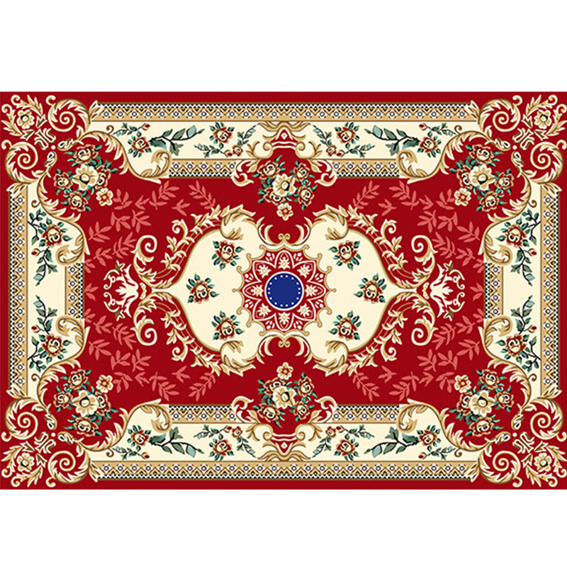 Traditional Area Rug Medallion Pattern Indoor Rug Washable Polyester Carpet with Non-Slip Backing