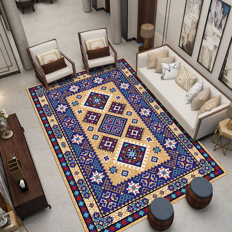 Traditional Area Rug Medallion Pattern Indoor Rug Washable Polyester Carpet with Non-Slip Backing