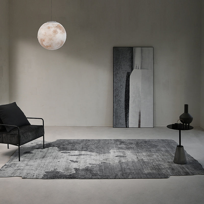 Trendy Washable Rug Modern Gray Polyester Rug Novelty Shape Carpet for Home Decor