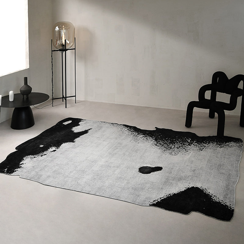 Trendy Washable Rug Modern Gray Polyester Rug Novelty Shape Carpet for Home Decor