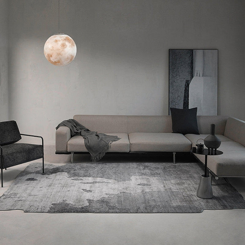 Trendy Washable Rug Modern Gray Polyester Rug Novelty Shape Carpet for Home Decor