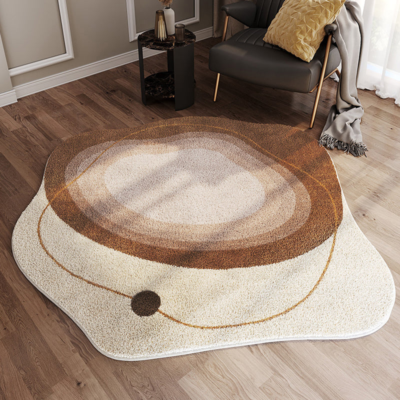 Alfombra de área de tono marrón alfombra de poliéster contemporánea alfombra lavable para decoración del hogar