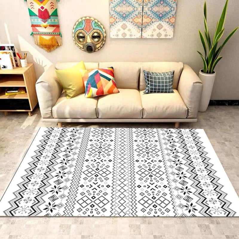 Bohemian Banded Print Teppich Polyester Fläche Teppich nicht rutschfestem Innenteppich für Wohnzimmer