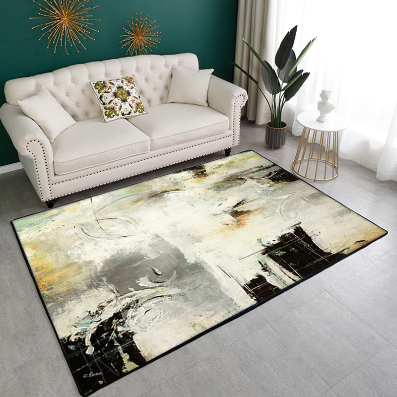 Zwart eenvoudig tapijt polyester abstract patroon tapijt wasbaar tapijt voor woonkamer