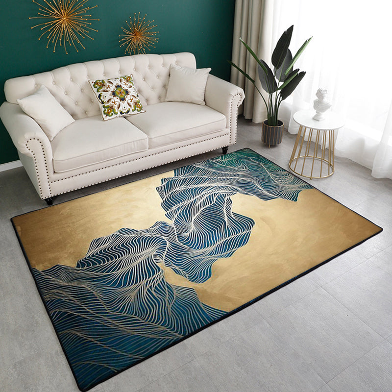Zwart eenvoudig tapijt polyester abstract patroon tapijt wasbaar tapijt voor woonkamer