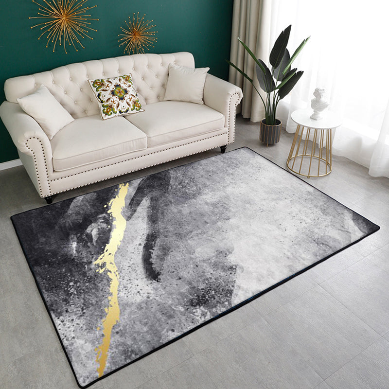Zwart eenvoudig tapijt polyester abstract patroon tapijt wasbaar tapijt voor woonkamer