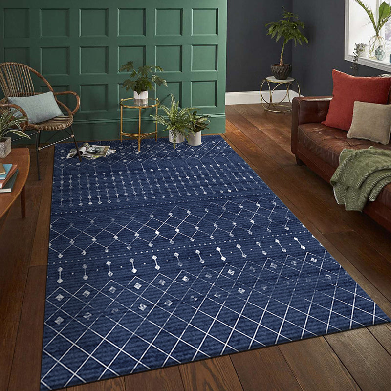 Tappeto con stampato di reticolo bohémien poliestere in poliestere tappeto area resistente al tappeto per soggiorno