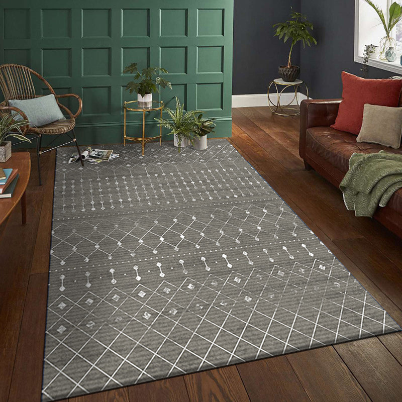 Tappeto con stampato di reticolo bohémien poliestere in poliestere tappeto area resistente al tappeto per soggiorno