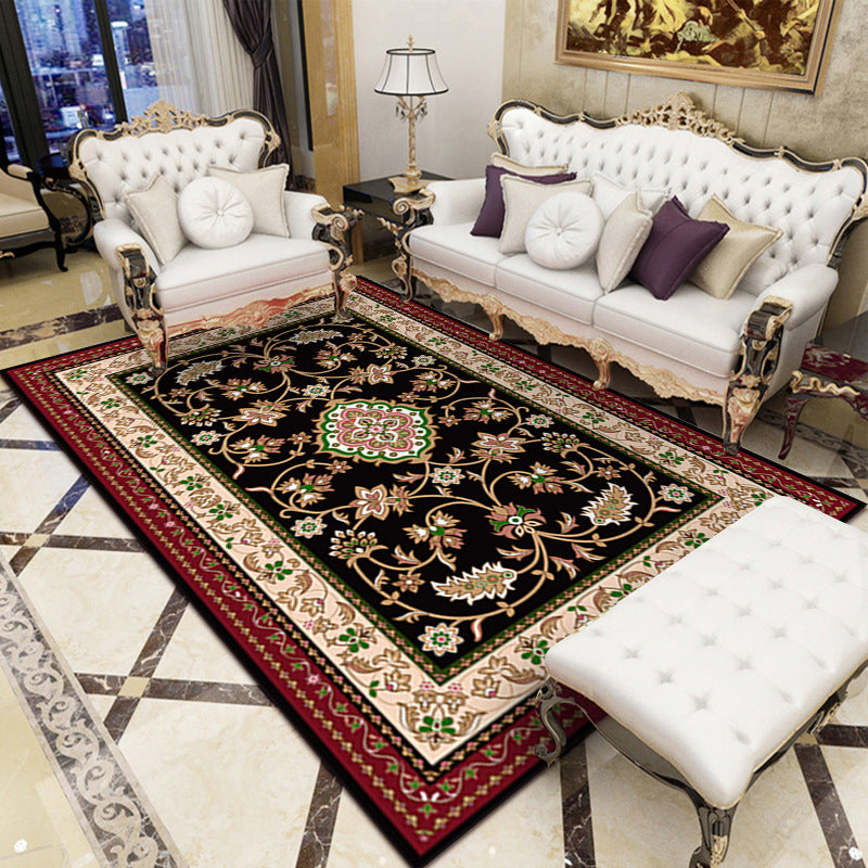 Moroccan Paisley Pattern Rug Polyester Area Carpet Stain Resistant Indoor Rug for Home Decoration