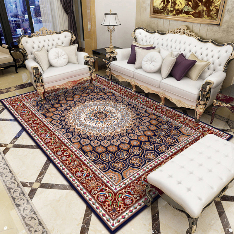 Moroccan Paisley Pattern Rug Polyester Area Carpet Stain Resistant Indoor Rug for Home Decoration