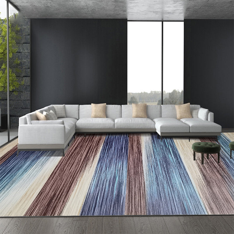 Navy Abstract Pattern Carpet PVC Modern Carpet Washable Carpet for Home Decor