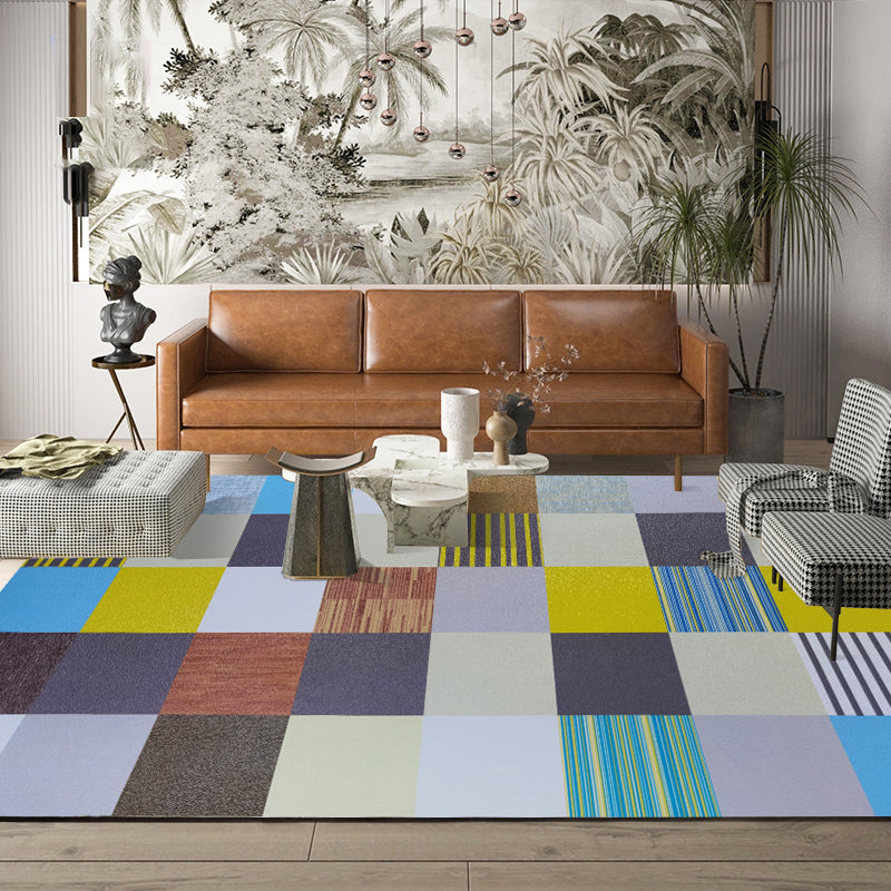 Navy Abstract Pattern Carpet PVC Modern Carpet Washable Carpet for Home Decor