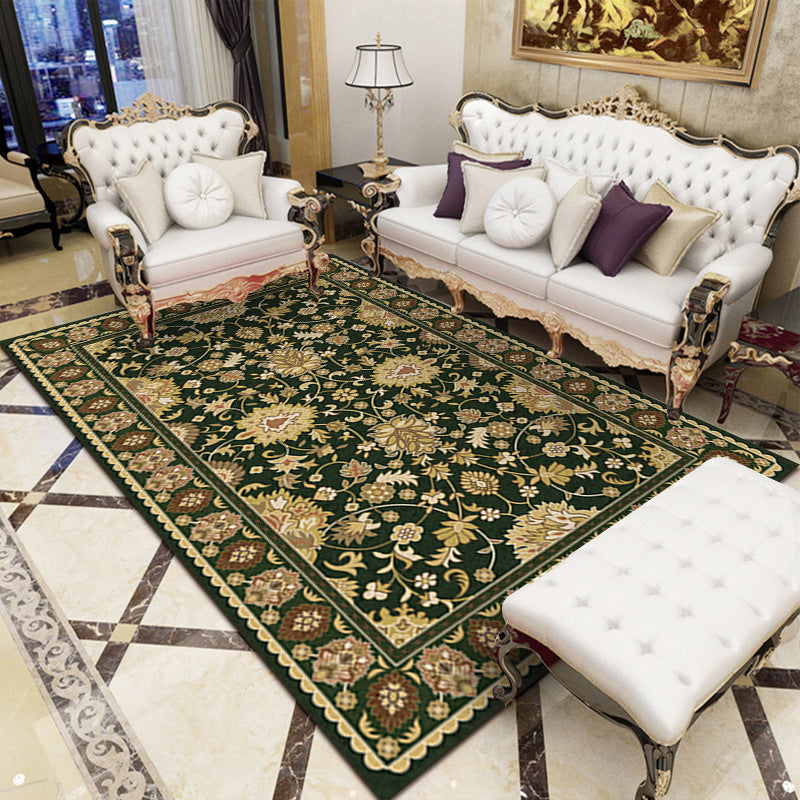 Moroccan Medallion Print Rug Antique Carpet Polyester Stain Resistant Area Rug for Living Room