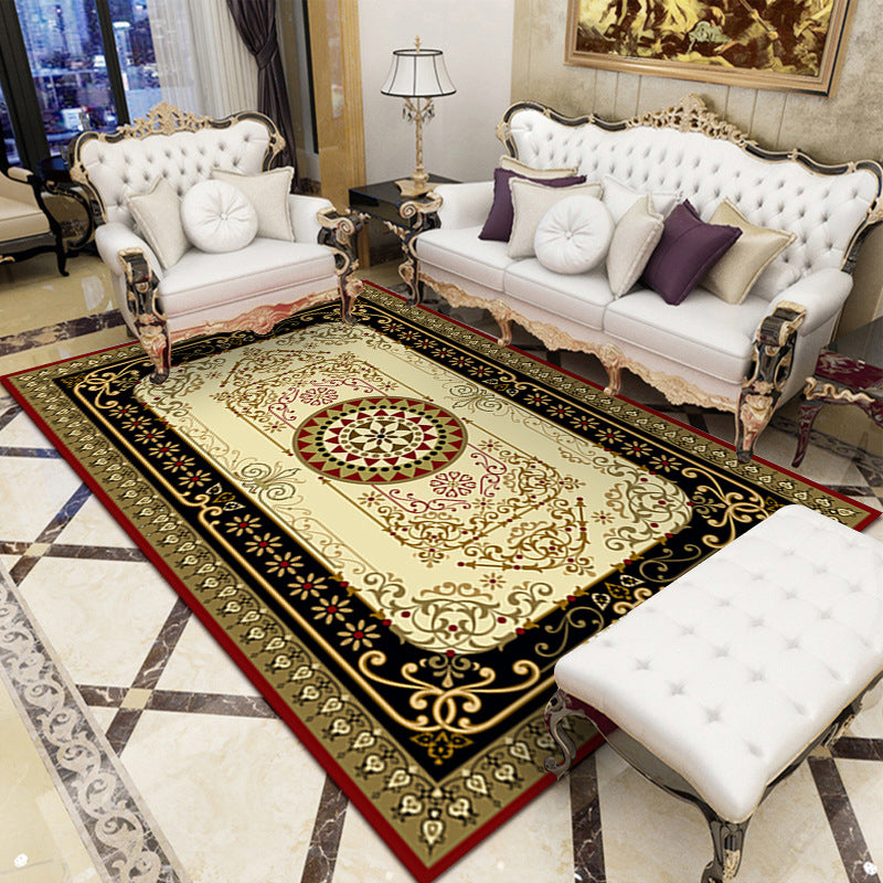 Moroccan Medallion Print Rug Antique Carpet Polyester Stain Resistant Area Rug for Living Room