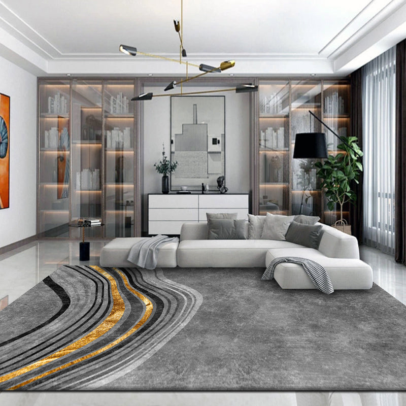 Grijs modern tapijtblending abstract grafisch vloerkleed wasbaar binnenvleed voor huisdecoratie