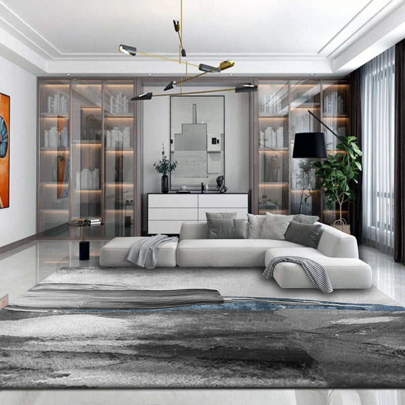 Grijs modern tapijtblending abstract grafisch vloerkleed wasbaar binnenvleed voor huisdecoratie