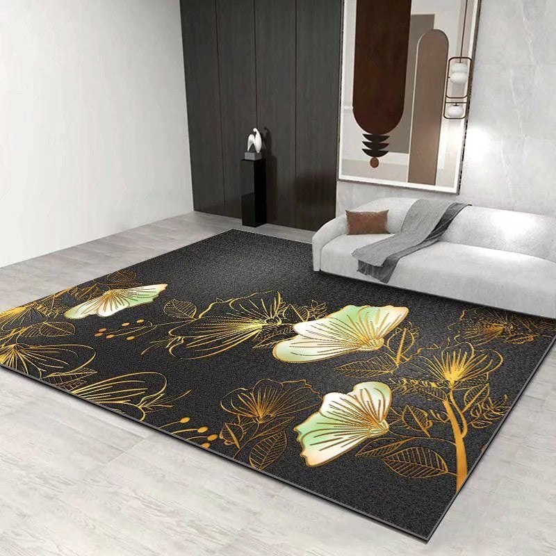 Zone de salon blanc tapis moderne de fleurs modernes tapis en polyester sans glissement