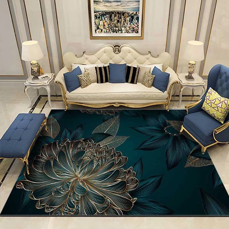 Zone de salon blanc tapis moderne de fleurs modernes tapis en polyester sans glissement