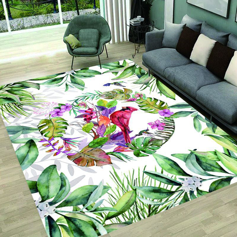 Stijlvolle groene vloerkleed Plant Patroon Polyester Area Tapijt Anti-slip Easy Care Tapijt voor huisdecoratie