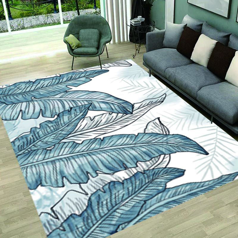 Stijlvolle groene vloerkleed Plant Patroon Polyester Area Tapijt Anti-slip Easy Care Tapijt voor huisdecoratie