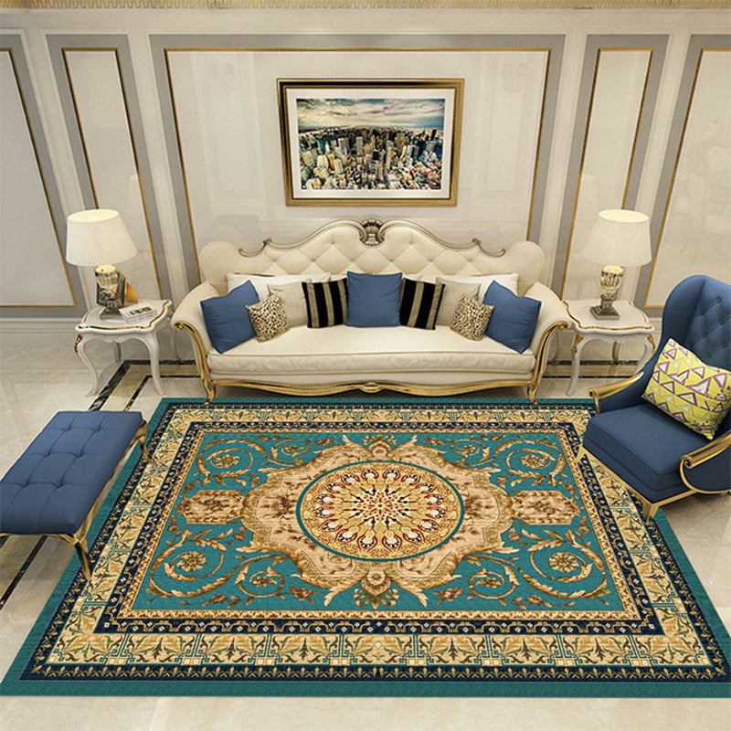 Funky European Rug Classic Medallion Print Area Rug Polyester Stain Resistant Carpet for Home Decor