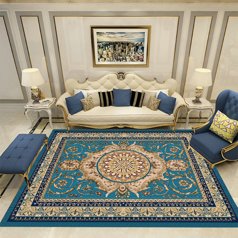 Funky European Rug Classic Medallion Print Area Rug Polyester Stain Resistant Carpet for Home Decor
