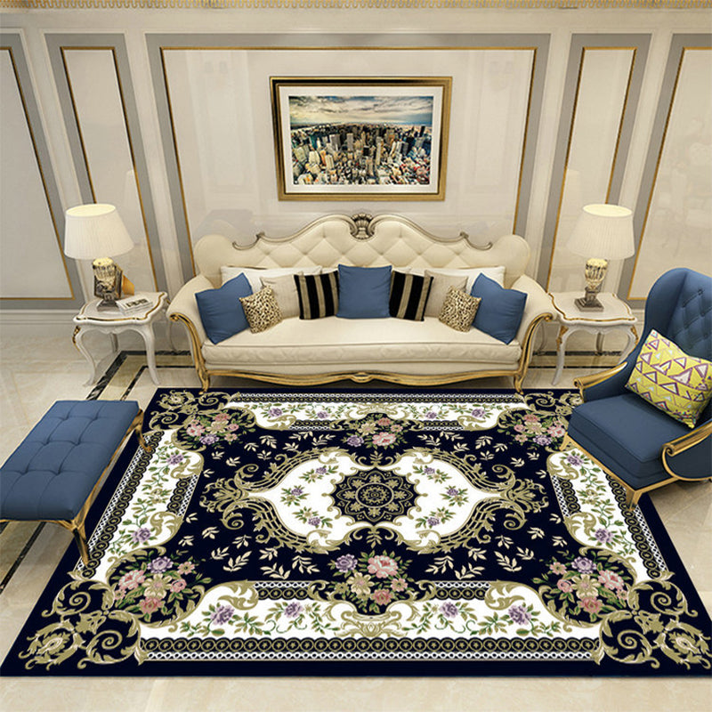 Funky European Rug Classic Medallion Print Area Rug Polyester Stain Resistant Carpet for Home Decor