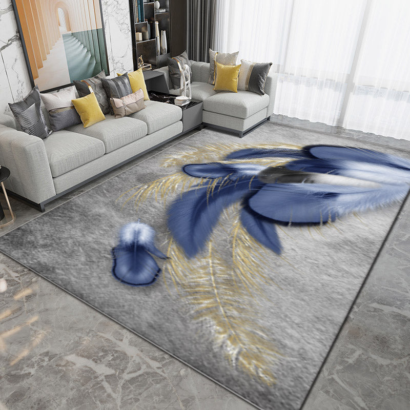 Modern Plant Pattern Carpet Polyester Area Rug Non-Slip Backing Area Rug for Home Decor