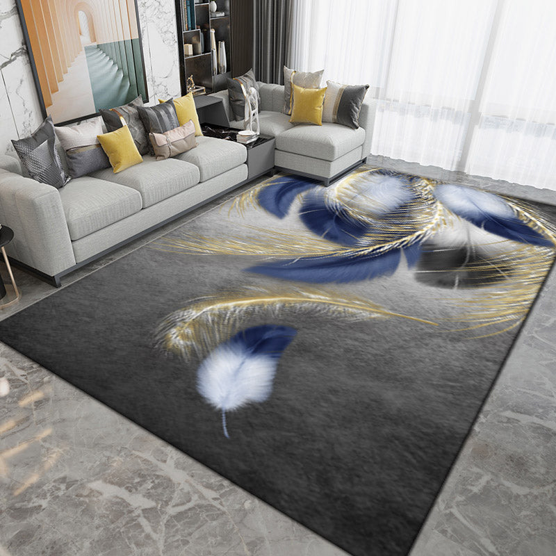 Modern Plant Pattern Carpet Polyester Area Rug Non-Slip Backing Area Rug for Home Decor