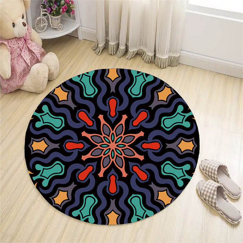 Schwarzer Bohemian Area Teppich Americana Muster Polyester Region Teppich nicht rutscher Backing Teppich für Wohnkultur