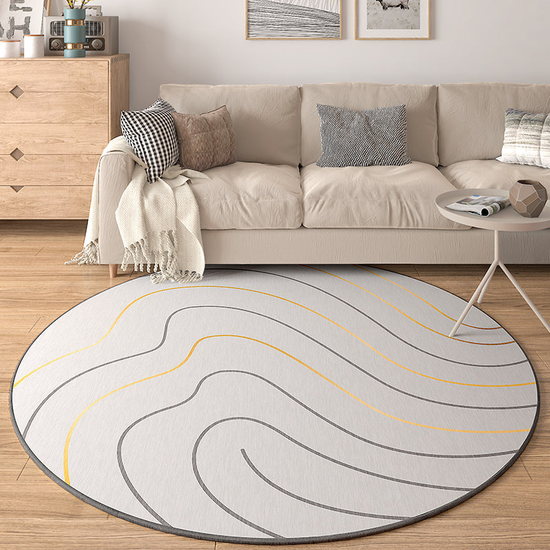 White Stripe Carpet Polyester Modern Carpet Washable Carpet for Living Room