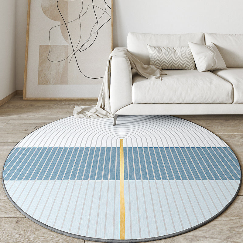 White Stripe Carpet Polyester Modern Carpet Washable Carpet for Living Room