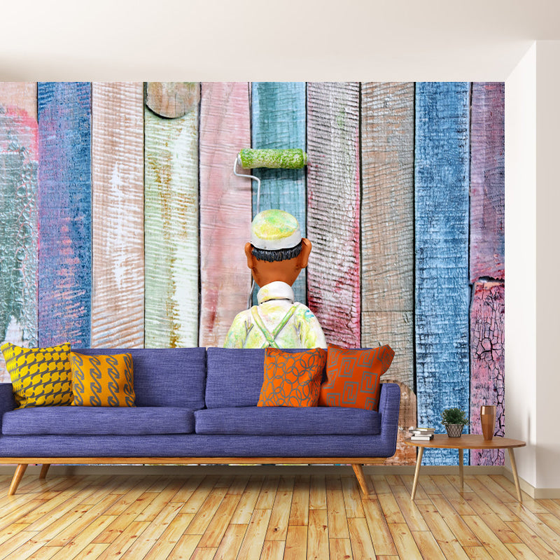 Wood Texture Wall Mural Wallpaper Stain Resistant Wall Decor for Bedroom