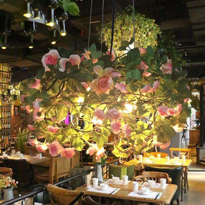Bloem metalen kroonluchter verlichting industriële 3 lichten restaurant led plafondlamp in groen