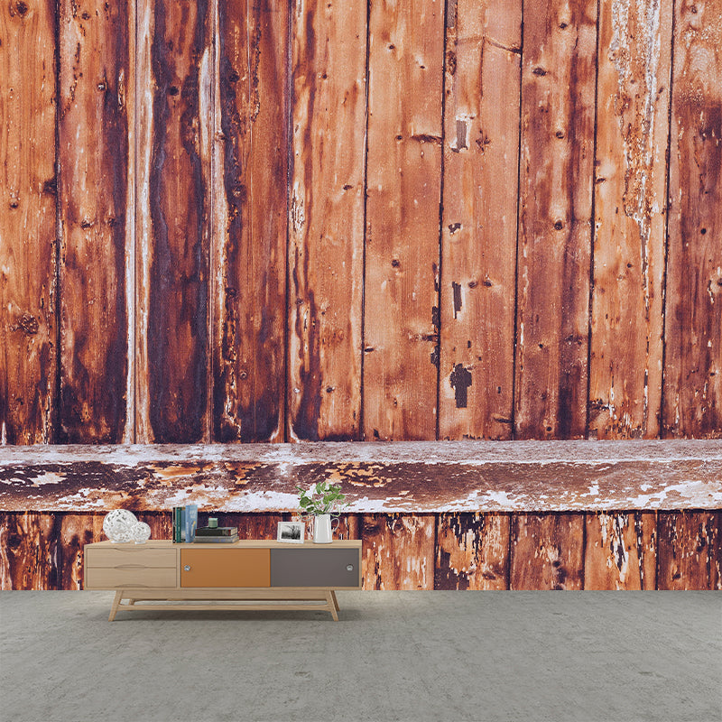 Wood Texture Wall Mural Industrial Style Home Decor Mildew Resistant for Room