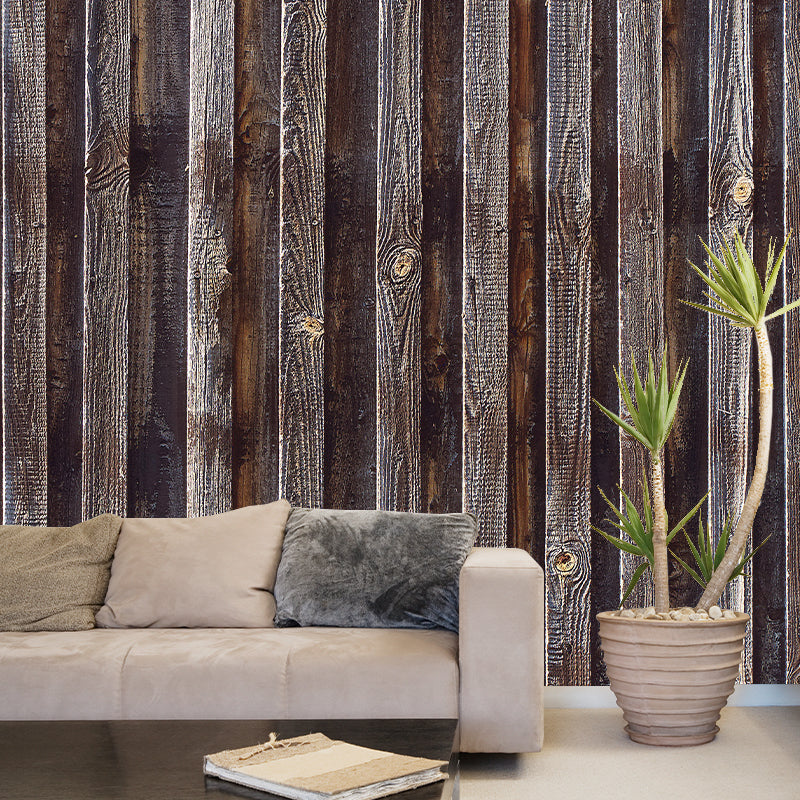 Wood Texture Wall Mural Industrial Style Home Decor Mildew Resistant for Room
