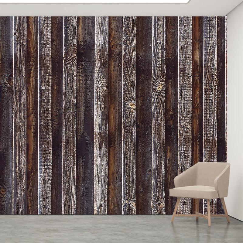 Wood Texture Wall Mural Industrial Style Home Decor Mildew Resistant for Room