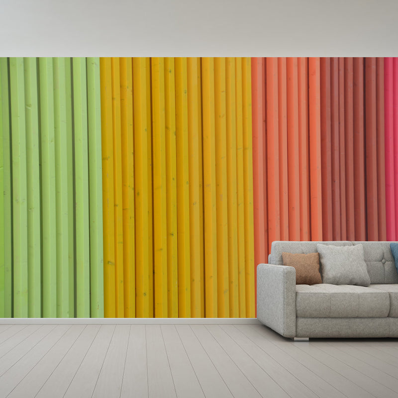 Mildew Resistant Wood Texture Mural Industrial Style Home Decor for Sitting Room