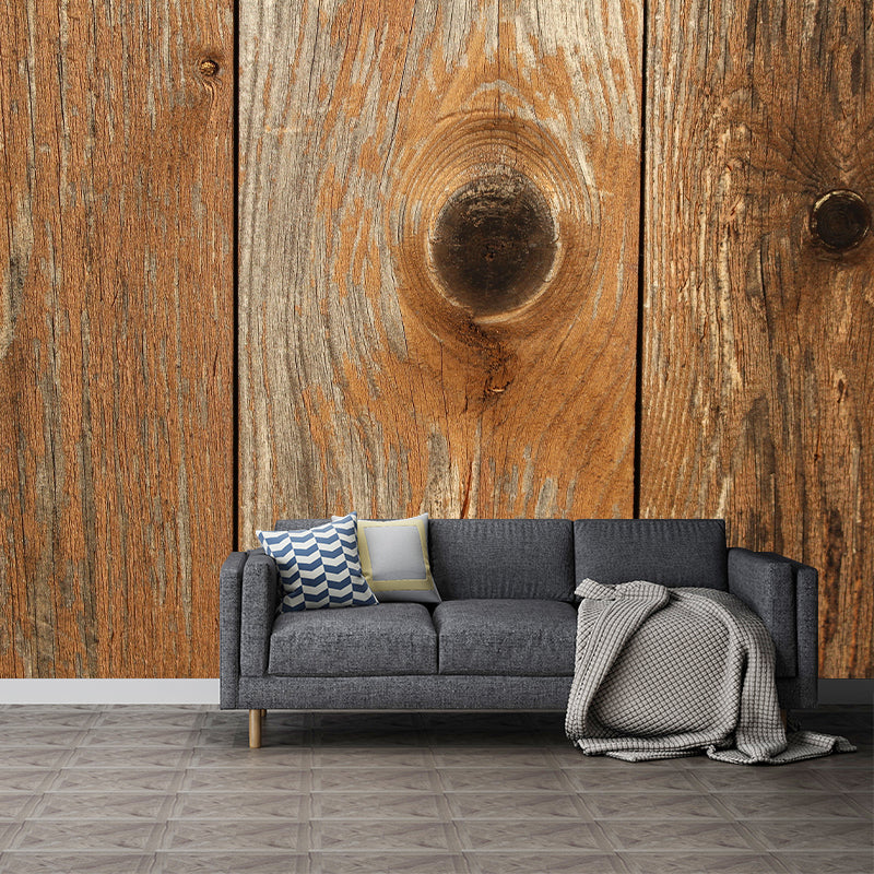 Mildew Resistant Wood Texture Mural Industrial Style Home Decor for Sitting Room