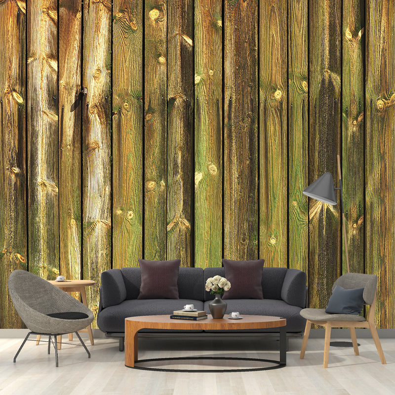 Mildew Resistant Wood Texture Mural Industrial Style Home Decor for Sitting Room