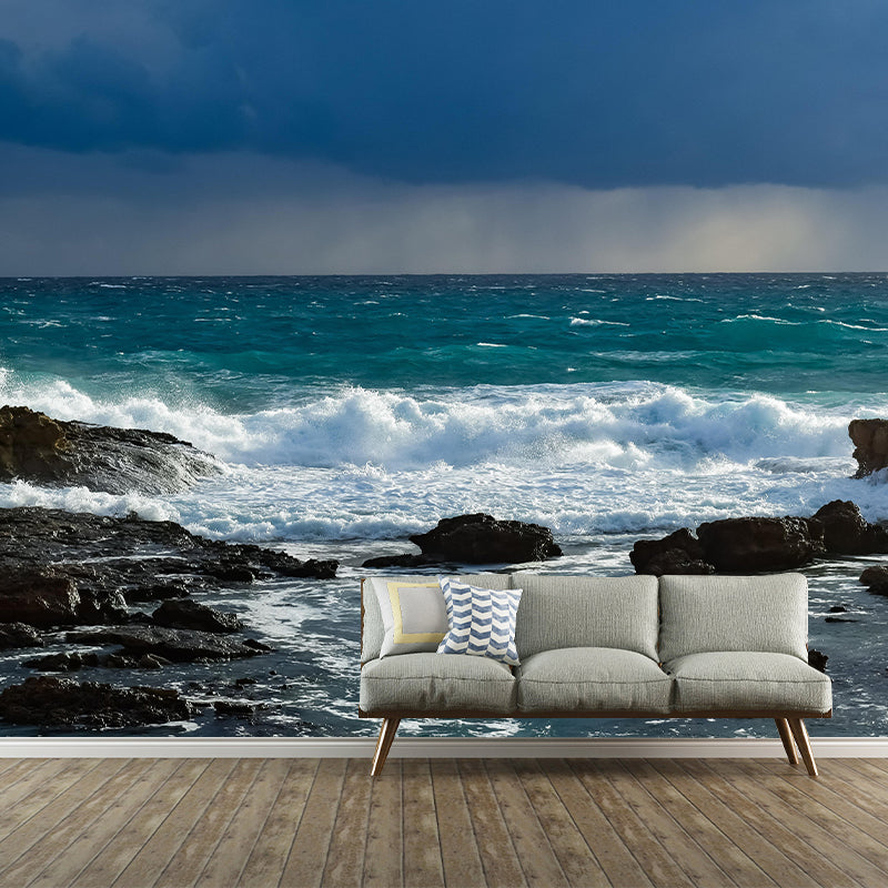 Boundless Sea Wall Mural Modern Style Wall Covering for Bathroom Decor