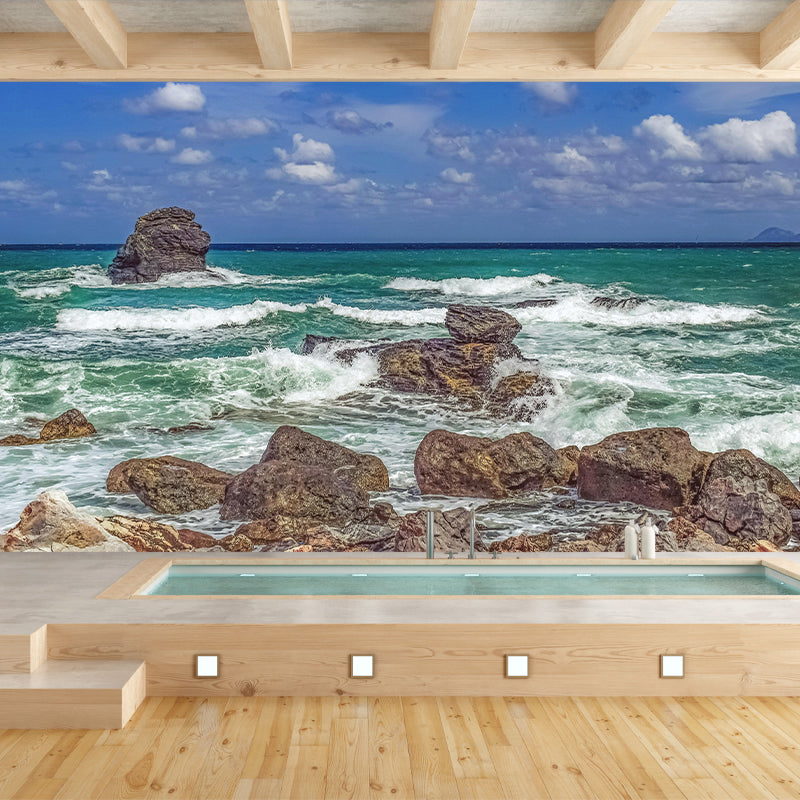 Boundless Sea Wall Mural Modern Style Wall Covering for Bathroom Decor
