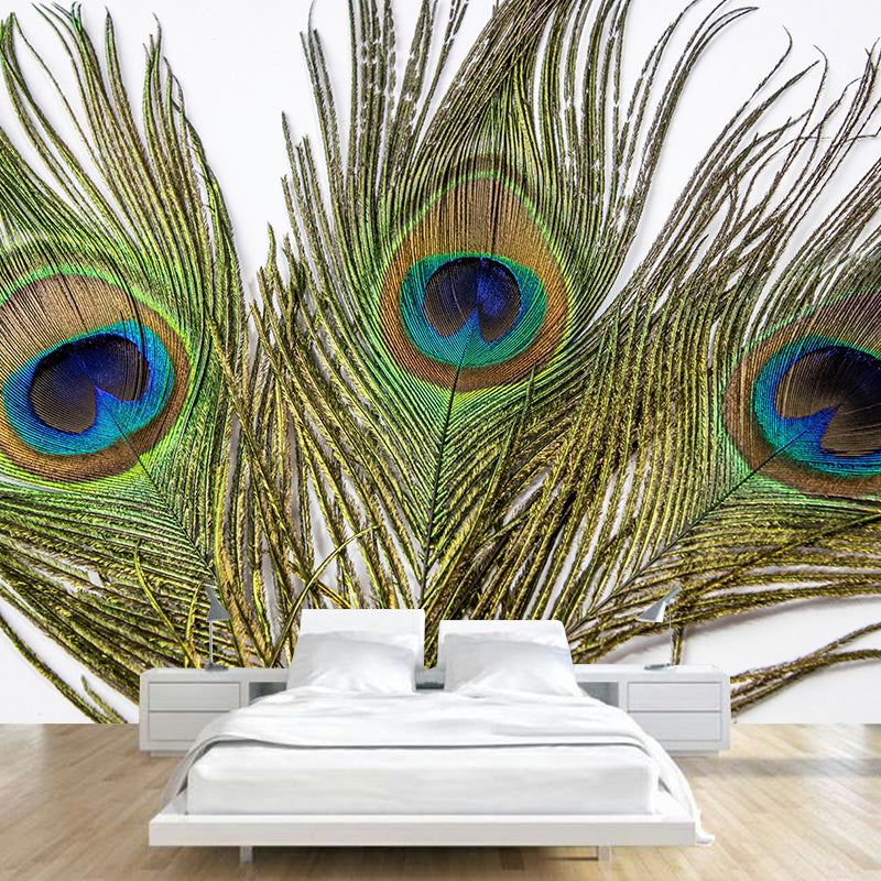 Peacock Feather Wall Mural Home Decor Mildew Resistant for Sitting Room